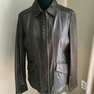 Eddie Bauer Women's Stine Brown Leather Jacket XL